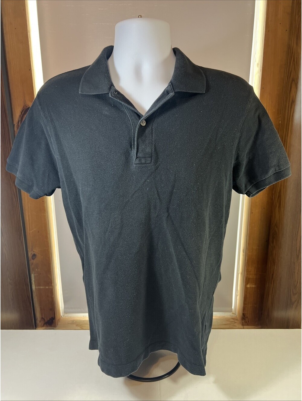 Banana Republic Mens Polo Shirt Black Sz Medium Cotton Short Sleeve Top